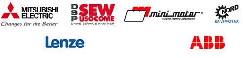 Nos partenaires de variateurs : Mitsubishi, Sew usowome, Mini Motor, ABB, Lenze